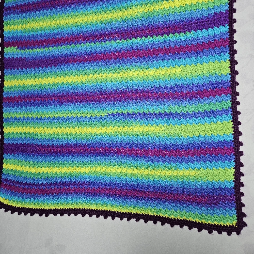 *New* Crochet afghan baby throw striped blanket  app. 35